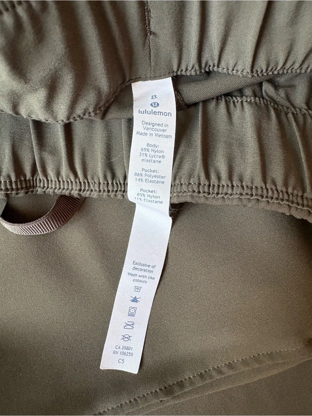 *LIKE NEW* Lululemon On The Fly Pants Olive Army Green Women's 8